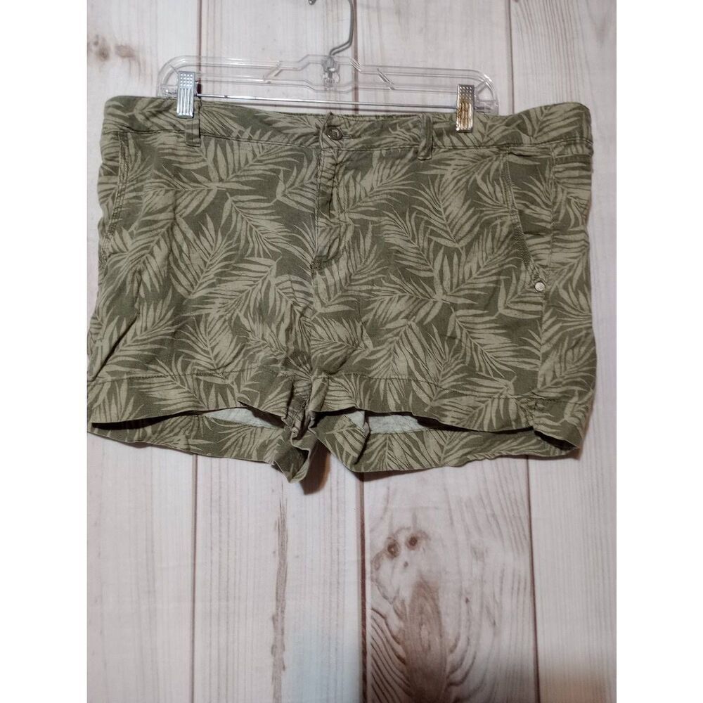 Sonoma Shorts Ladies 16 Green Tropical Linen Blend